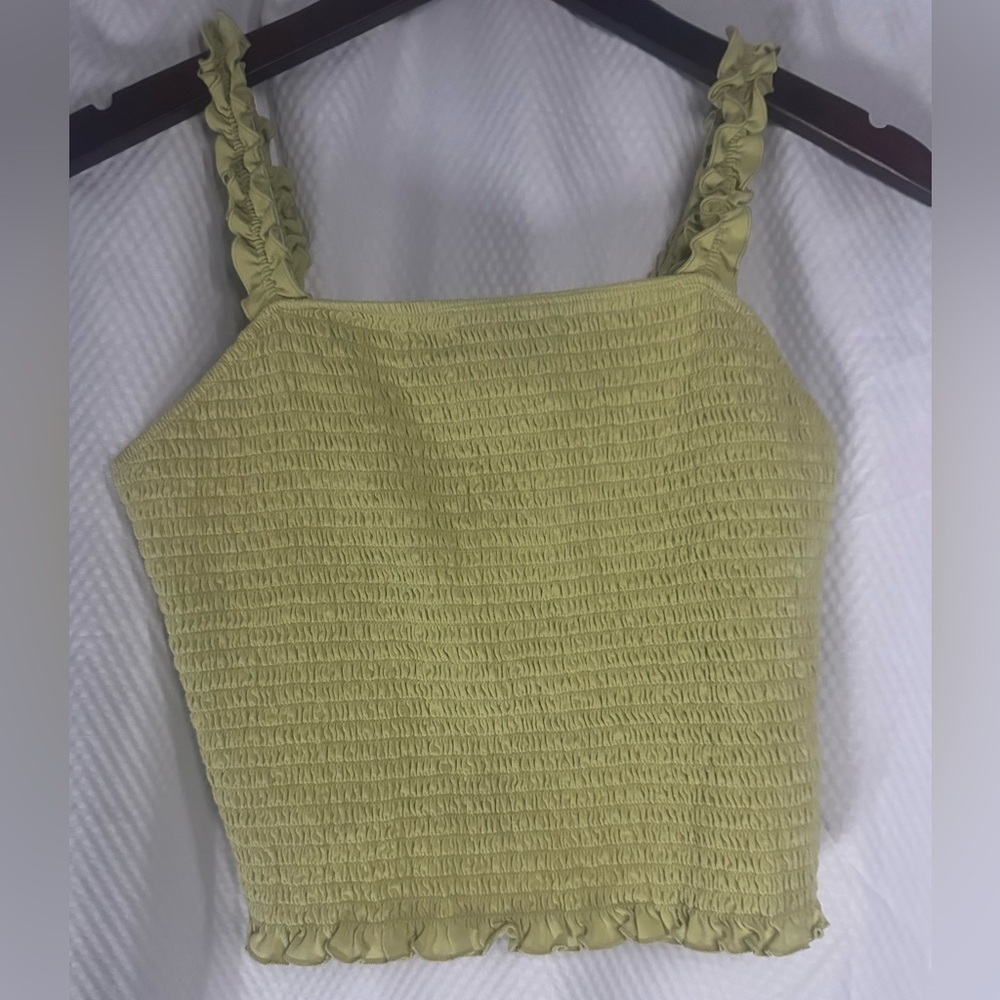 Green Slightly Cropped Tank Top